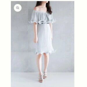 Innit Signature Double Curl Dress Bangkok Pleated silver blue one size *